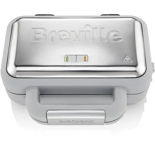 Breville DuraCeramic Waffeleisen | Leicht zu reinigendes Waffeleisen mit Antihaftbeschichtung und tiefen, herausnehmbaren Platten | Weiß und Edelstahl [VST072X]