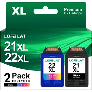 lofblat 21XL 22XL Druckerpatronen, Kompatibel für HP 21 22 Patronen für HP DeskJet 3940 D1530 D1560 D2360 D2460 F380 F390 F2180 F4180 Officejet 4315 4355 PSC 1410, 2 Pack