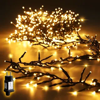 salcar LED Cluster Lichterkette Außen, Weihnachtslichterkette mit 8 Modi und Memory, Wasserdicht Christbaumbeleuchtung für Innen Außen Garten 20m 2000er LED