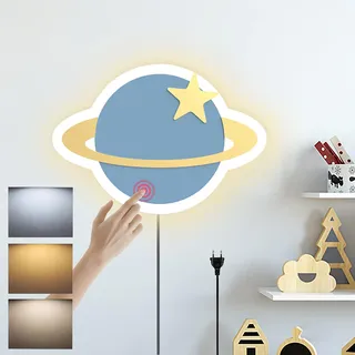 LED Wandleuchte mit Touch Control Dimmbar Kinderzimmer Wandlampe mit Stecker Modern Innen Nachttischlampe Acryl Wandbeleuchtung für Junge Mädchen Schlafzimmer Wohnzimmer Treppen Kinder Leselampe