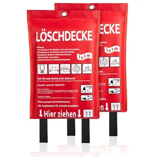 BigDean Löschdecke Küche für Fettbrand sofort einsetzbare XL Feuerlöschdecke DIN EN 1869:2019 – Feuerdecke auch für Grill, Auto geeignet