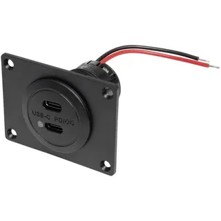 ProCar Power USB-C Doppelsteckdose PD/QC mit LED + Montageplatte Belastbarkeit Strom max.=3 A 12 oder 24 V/DC