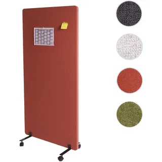 Mendler Akustik-Trennwand HWC-G77, Büro-Sichtschutz Raumteiler Pinnwand, doppelwandig rollbar Stoff/Textil ~ 167x80cm braun