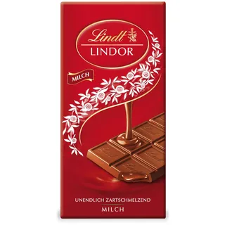 Lindt Schokolade LINDOR Milch | 100 g Tafel | Feinste Vollmilch-Schokolade mit einer unendlich zartschmelzenden Füllung | Schokoladentafel | Schokoladengeschenk