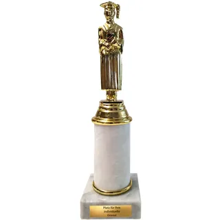 eberin – Pokal Trophäe Award Abi Geschenk personalisierbar graviert 21cm Kunststoff/Marmor für Abiturienten Auszeichnung Studium Abschluss