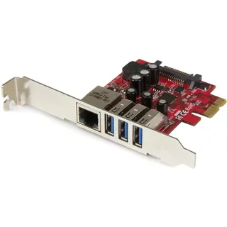 Startech StarTech.com 3 Port PCI Express USB 3.0 Karte mit Gigabit Ethernet - 3-fach PCIe USB Schnittstellenkarte mit GbE