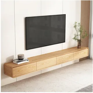 Hänge-TV-Ständer aus Massivholz Einfacher TV-Ständer für das Wohnzimmer Aus Massivholz mit klarer Maserung Ausreichend Stauraum Geeignet für viele Gelegenheiten(Log Color,160 * 20 * 24cm)