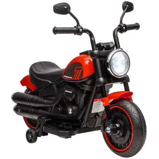 Homcom Kinder Elektro-Motorrad Elektrofahrzeug Kinderfahrzeug mit 2 abnehmbaren Stützrädern, 3 km/h, für 1,5-3 Jahre Kinder Rot 76 x