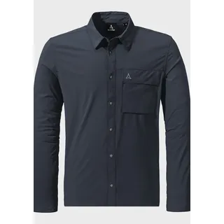 Outdoorhemd SCHÖFFEL "Hiking Shirt Style Dunajec MNS", Herren, Gr. 54, Normalgrößen, blau (8820, blau), Oberstoff: 85% Polyester 15% Elasthan, sportlich, V-Ausschnitt, Langarm, Hemden