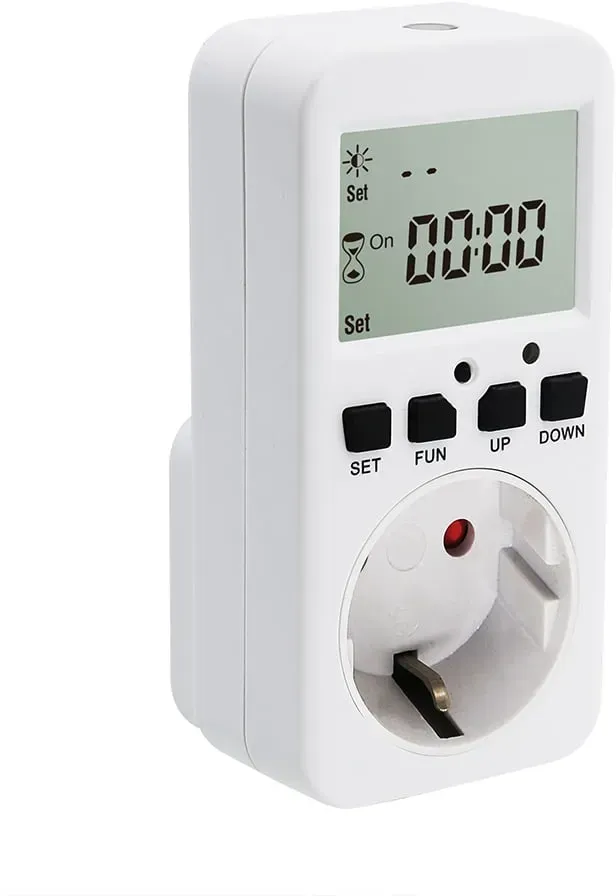 Zeitschaltuhr mit Dämmerungschalter für Schuko Steckdose 230V 50Hz max. 16A