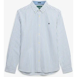 Langarmhemd SUPERDRY "PREPPY OXFORD L/S SHIRT", Herren, Gr. L, N-Gr, blau (classic blau, optic stripe), Web, Obermaterial: 100% Baumwolle, gestreift, regular fit normal, Hemden, Baumwolle, regular fit