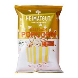 Heimatgut Popcorn mit Kokosöl - Süß und Salzig bio 90g