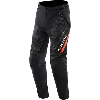 Dainese Drake 2 Super Air Tex Pants, Mesh-Motorradhose, belüftet und leicht, mit abnehmbaren Protektoren, Mann, Schwarz/Anthrazit/Rot-Fluo, 56