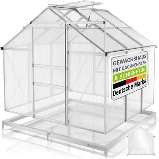 Juskys Gewächshaus Aluminium Grau HKP 4 mm 3,6 m2
