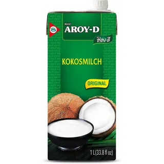 Aroy-D Kokosmilch (Fettgehalt ca. 19% - mit Schraubverschluss - Ideal zum Kochen, Backen, für Desserts und Cocktails)1 x 1000ml