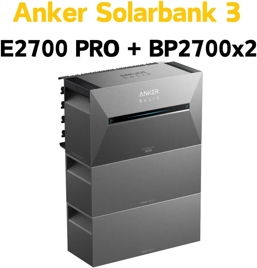 Anker SOLIX Solarbank 3 E2700 PRO Solarspeicher Balkonkraftwerk Stromspeicher - Solarbank 3 E2700 PRO + BP2700 x2