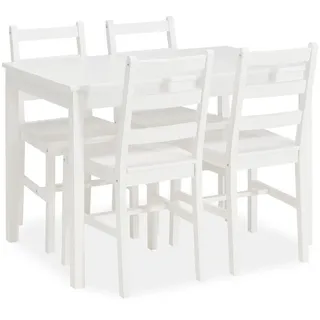 Homestyle4u Essgruppe mit 4 Stühlen Weiß Esstisch 108x65 cm Holz 3061