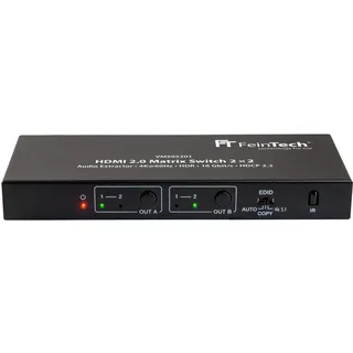 FeinTech VMS02201 HDMI 2.0 Matrix Switch 2x2 mit Audio Extractor 4K 60Hz HDR SPDIF