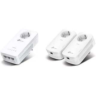 TP-Link WLAN Powerline Adapter TL-WPA8631P, weiß & Powerline Adapter Set TL-PA8010P KIT(1300Mbit/s Homeplug AV2, 2*2-MIMO, Steckdose, 2 Gigabit Ports, Plug&Play, kompatibel mit Powerline Adaptern)weiß