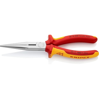 Knipex Flachrundzange mit Schneide (Storchschnabelzange) auf SB-Karte isoliert mit Mehrkomponenten-Hüllen, VDE-geprüft verchromt 200 SB