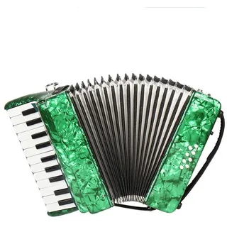 HDYNUZ Akkordeon für Anfänger, 22 Tasten, 8 Bässe, Akkordeon-Tasteninstrumente mit verstellbarem Akkordeongurt für professionelle Akkordeons für Erwachsene (Color : Green)