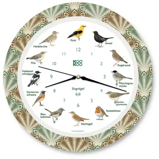 Kookoo Singvögel Feather Heart, Die Singende Vogeluhr, mit 12 heimischen Singvögeln und echten, natürlichen Vogelstimmen, mit RC Funkquarzwerk