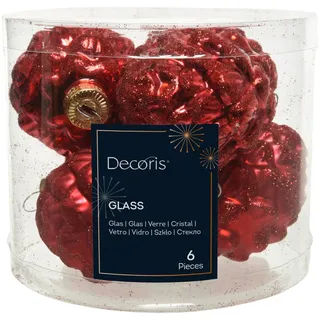 Kaemingk Christbaumschmuck Zapfen Glas 5 cm Länge 7 cm 6 Stück weihnachtsrot