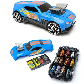 Hot Wheels Aufbewahrung 2-in-1 Race N' Haul Sammelkoffer Sammelbox mit ausziehbarem Griff – Platz für bis zu 15 Autos (Autos Nicht enthalten)