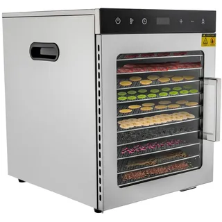 10 Etagen Obsttrockner, 800W Lebensmittel-Dehydrator, Digitaler 24-Stunden-Timer, Dörrgerät aus Edelstahl mit einstellbarer Temperatur von 30-90 °C, Elektrische Lebensmittel-Trockner