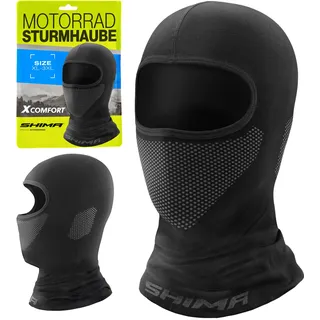 SHIMA X-Comfort Sturmhaube Motorrad Damen Herren Balaclava Sommer Winter Haube Unter Helm Atmungsaktiv Maske Schnelle Trocknung Outdoorsports Unterhelm (Unisex, Schwarz, XL-3XL)