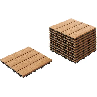 Beliani WPC Terrassenfliesen 11er Set 30x30 cm Holzoptik hellbraun