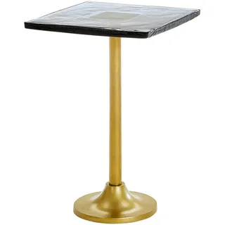 Ambia Home Beistelltisch, Grau, Messing, Metall, Glas, Metalloptik, quadratisch, Rundrohr, Bodenplatte, 35.5x51x35.5 cm, Wohnzimmer, Wohnzimmertische, Beistelltische, Beistelltische Metall