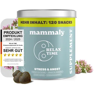 mammaly Beruhigungsmittel für Hunde Relax Time - 120 Leckerlis mit Baldrian & Zitronenmelisse (Entspannungs- & Anti-Stress-Mittel) leckere Snacks Seelenruhe & Entspannung Hund bei Angst/Stress