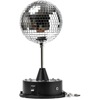 satisfire LED Spiegelkugel 13cm mit Standfuß bunte LED Batterie USB Betrieb