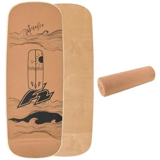 F2 Kork Balance Board Pill 73x28cm mit Korkrolle - für sofortigen Trainingsspaß! beige NO SIZE
