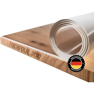 Trente Tischfolie 3mm dick - Tischschutz mit abgeschrägten Kanten - transparente Tischdecke Eckig - Schutztischdecke Größe wählbar - Schutzfolie Abwaschbar - 120x300