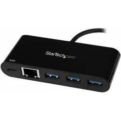 StarTech USB-C Adapter To Ethernet (USB-A, 3 Ports), Dockingstation + USB Hub, Schwarz