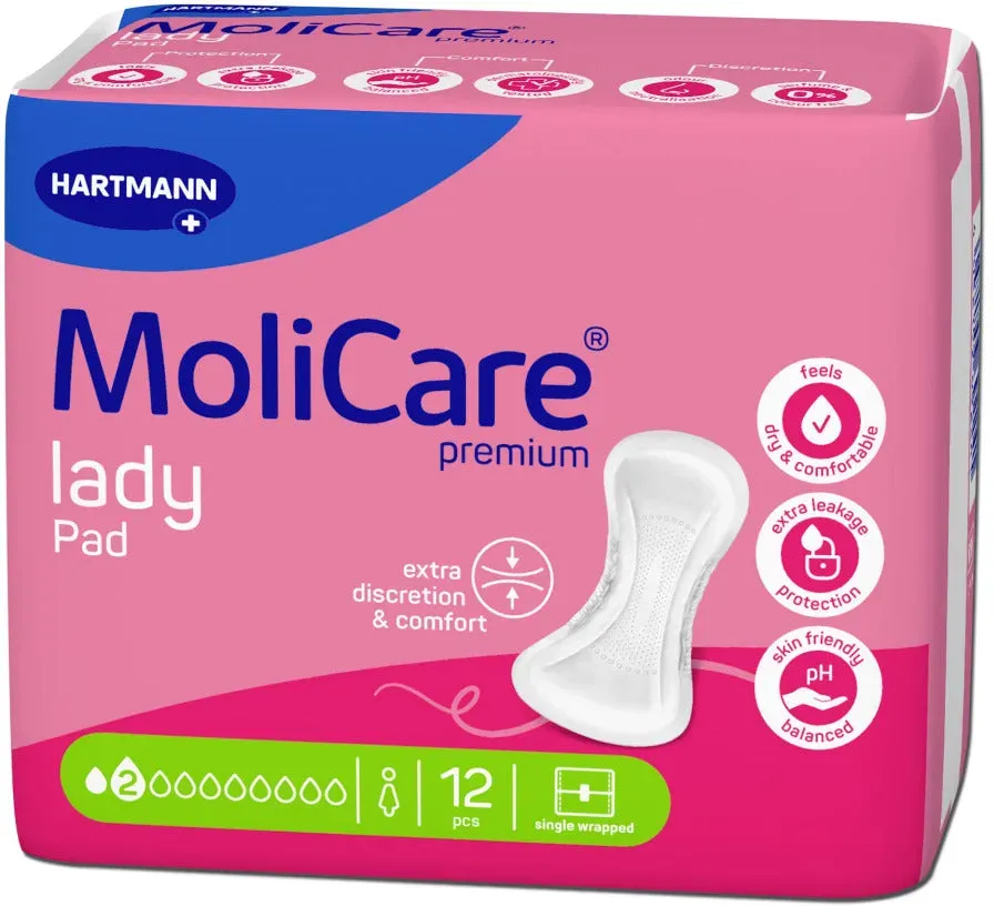 MoliCare® Premium Lady Pad, 2 Tropfen, 26 x 11 cm 18 x 12 = 216 Stück