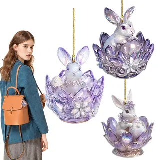 Ostern-Baumschmuck, Kristalln-Schlüsselanhänger - 3X Tier Schlüsselanhänger Anhänger Acryl Geldbörse Charm,Frühlings-Osterfest-Baumschmuck-für Kinder, Mädchen, Frauen