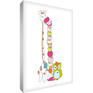 Feel Good Art GIRICE-A7BLK-12G Diamantpolierter, Glasartiger Deko-Block, Herr Giraffe und Eule essen ein Eis, 10.5 x 7.4 cm