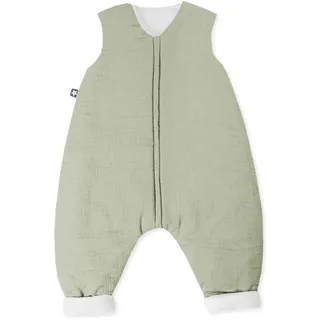 Julius Zöllner Schlafoverall Jumper gefüttert Musselin 2,5 TOG Gr. 104 | 100% Baumwollmusselin | Oeko-TEX Standard 100 | Lime