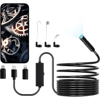 Vevor Endoskopkamera 1920P HD-Endoskop für Android iOS, Inspektionskamera mit 8 LED-Leuchten & 5 m langem Kabel,