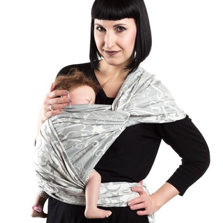 SCHMUSEWOLKE Tragetuch Baby Jacquard Magic Grey BIO-Baumwolle 80 x 470 cm Babysize-Toddlersize Baby und Kleinkinder 9-60 Monate 6-16 kg Bauch- und Rückentragetuch