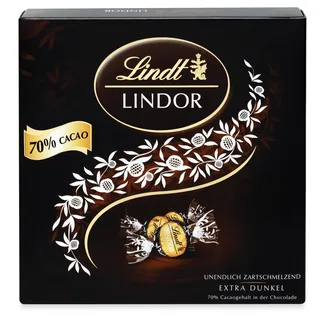 Lindt LINDOR Präsent Box Extra Dunkel 70% Kakao, Schokoladengeschenk, ca. 15 LINDOR Kugeln, 186 g