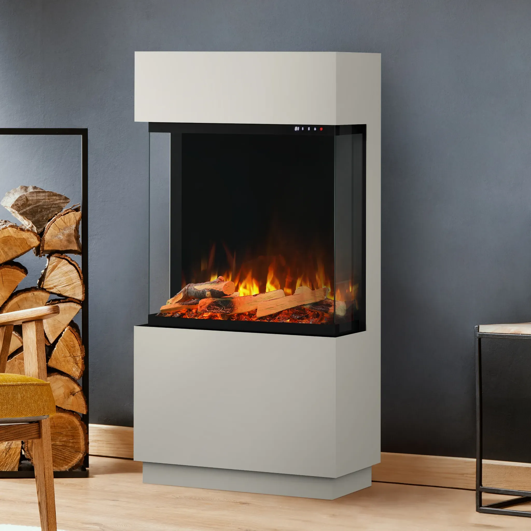 Noble Flame CAMPO [Elektro Standkamin Optiflame]: Seidengrau