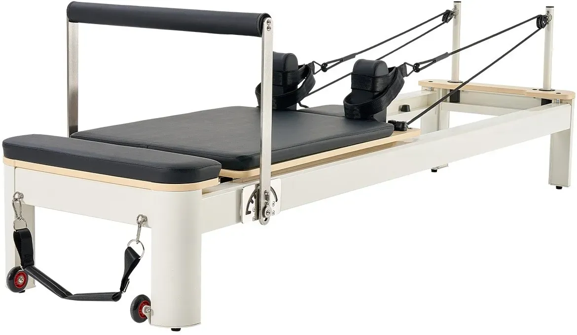 VEVOR Pilates Reformer Maschine Pilates-Bett aus Aluminium mit Sitzbox & doppeltem Widerstand – Feder & Kordel, für Fortgeschrittene & Anfänger, Heim-Fitnessstudio Gerät bis zu 181,44 kg