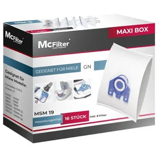 McFilter Staubsaugerbeutel >MAXI BOX< (16+8), passend für Miele Electronic 2100 / 2200 / 2210 Staubsauger, inkl. 8 Filter, 16 St., Top Alternative zu 9917730, wie Miele 10408410 weiß