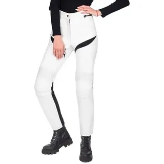 Corelli MG Equilibrium weiße Damen Motorradhose aus Leder mit Protekoren Lederhose Tourenhose Rindsleder-Hose für Frauen Echtleder (M (EU36)) - 36