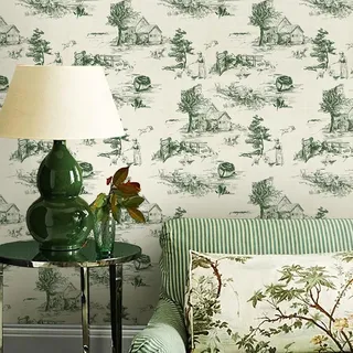 neukids Grüne Blumentapete, selbstklebend, abziehen und aufkleben, ökologische Landschaftskarte, Art-Deco, Wohnzimmer, Schlafzimmer, Küchenschränke, Kamin-Dekoration, 40 x 250 cm