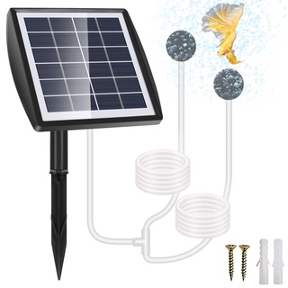 GuKKK Solar Sauerstoffpumpe, 2W Solar Teichbelüfter mit 2200mAh Akku, Solar Luftpumpe Aquarium Oxygenator, Oxygenator Aquarium Luftpumpe Angelbelüfter mit Rohr Luftblasensteinen, für Gartenteiche